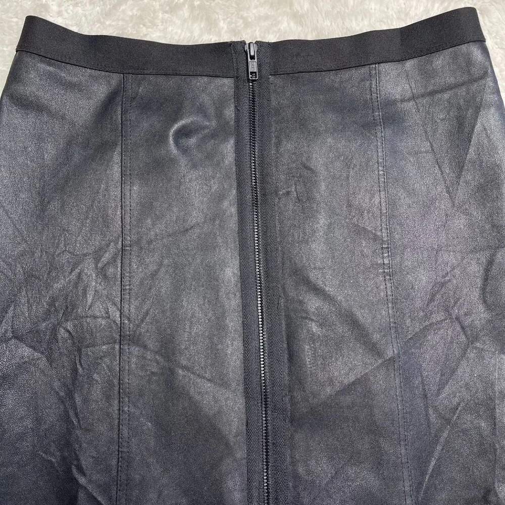 Theory Women's Black 100% Leather Pencil Zip Up Skirt Size 6 - Picture 2 of 6